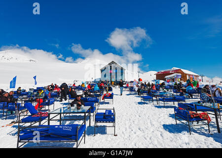 Eurasien, Kaukasus, Georgien, Gudauri Skigebiet, Bergrestaurant Stockfoto