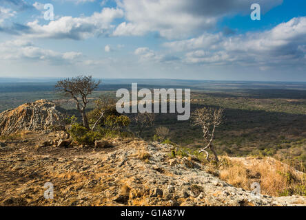 Aussicht vom Gipfel des Königs Berg, eine heilige Stätte zu den Zulu, KwaZulu Natal, Südafrika Stockfoto
