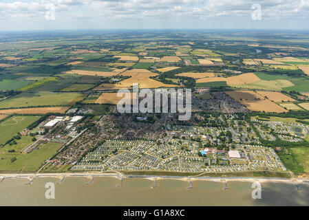 Eine Luftaufnahme des küstennahen Dorf von Hopton-sur-mer und Norfolk Umland Stockfoto