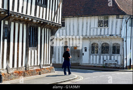 Fachwerkhäuser im Dorf Lavenham, Suffolk, England UK Stockfoto