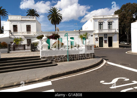 Historic weiß getünchten Gebäuden in Haria, Lanzarote, Kanarische Inseln, Spanien Stockfoto