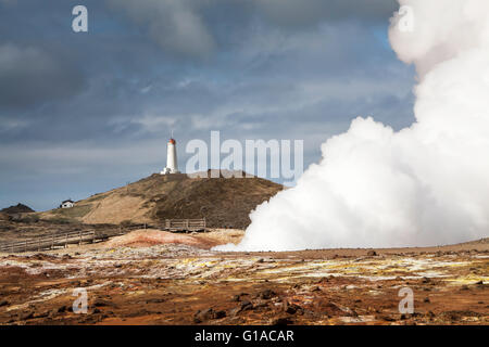 Aktive geothermische Gebiet im Südwesten Islands. Stockfoto