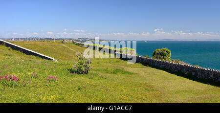 Ansicht von Torbay aus dem Norden Fort an Berry Spitze. Stockfoto