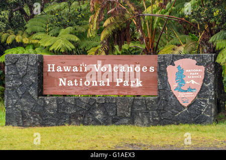 Dies liegt am Eingang des Hawaii Volcanoes National Park auf der Big Island von Hawaii. Stockfoto