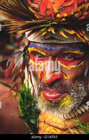 Hochland-Stamm in Piaya Dorf, Papua-Neu-Guinea Stockfoto