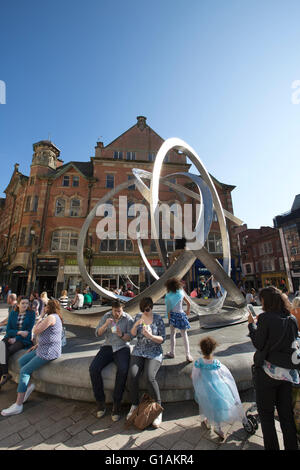 Spirit of Belfast, Dan George Stahlskulptur, Arthur Square, Belfast City Centre, County Antrim, Nordirland Stockfoto