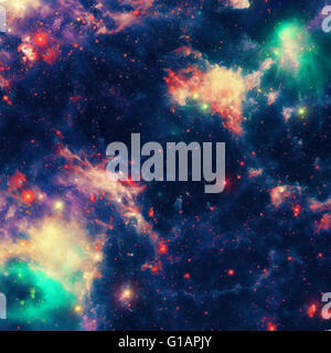 Platz schön Nebel mit hellen Sternen und Wolken Stockfoto