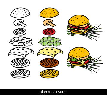 Hand gezeichnet hamburger Stock Vektor
