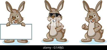 Brauner Hase Maskottchen glücklich Stock Vektor