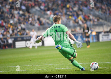 Chester, Pennsylvania, USA. 11. Mai 2016. LA Galaxy DAN KENNEDY (1) im Kampf gegen die Union während des Spiels gespielt Talen-Energie-Stadion in Chester Pennsylvania © Ricky Fitchett/ZUMA Draht/Alamy Live News Stockfoto