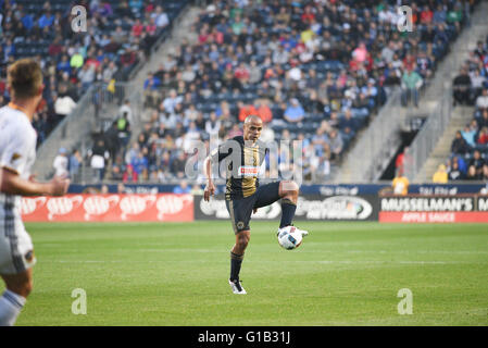 Chester, Pennsylvania, USA. 11. Mai 2016. Philadelphia Union FABINHO (33) im Kampf gegen die LA Galaxy während des Spiels gespielt Talen-Energie-Stadion in Chester Pennsylvania © Ricky Fitchett/ZUMA Draht/Alamy Live News Stockfoto