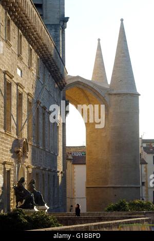 Frankreich, Herault, Montpellier, historisches Zentrum, Stadtteil Ecusson, der medizinischen Fakultät und die Spalten der Saint-Pierre-Kathedrale aus dem 16. Jahrhundert Stockfoto