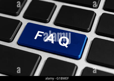 FAQ oder häufig gestellte Fragen-Taste auf der Tastatur, Business-Konzept Stockfoto