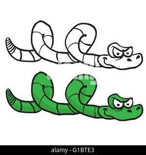 grüne Schlange Cartoon isoliert auf weiss Stock Vektor