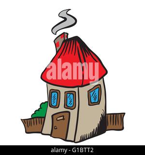 kleines Haus isoliert auf weißem cartoon Stock Vektor