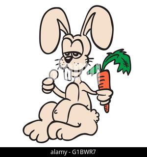 Kaninchen halten eine Karotte-Karikatur Stock Vektor