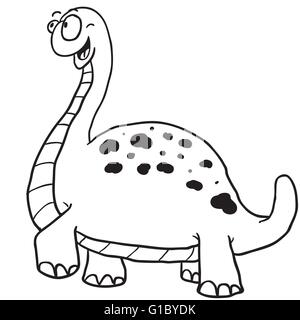 einfache Schwarz-weiß Dinosaurier cartoon Stock Vektor