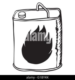 einfache Schwarz-weiß Benzin kann cartoon Stock Vektor