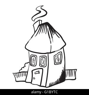 Cartoon Kabine Haus Schornstein Comic Vektor Abbildung - Bild