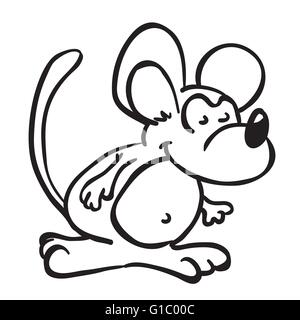 einfache schwarze und weiße Maus-cartoon Stock Vektor