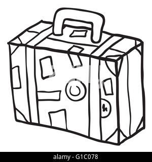 einfache Schwarz-weiß Reise Koffer Cartoon doodle Stock Vektor