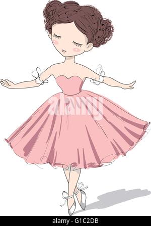 Süße Ballerina Mädchen. Vektor-Illustration von einem romantischen schönen Mädchen. Stock Vektor