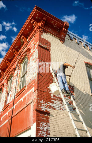 Malerei von historischen Backsteingebäude in Pittsfield, Illinois.POV © Myrleen Pearson Stockfoto