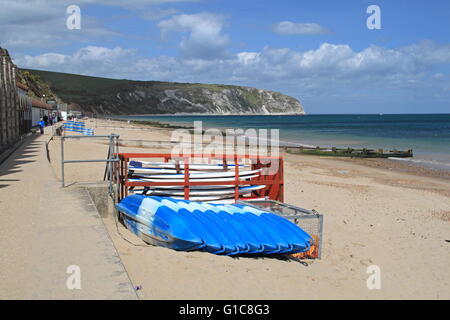 Strand Hütten, Swanage Nordstrand, Isle of Purbeck, Dorset, England, Großbritannien, Deutschland, UK, Europa Stockfoto