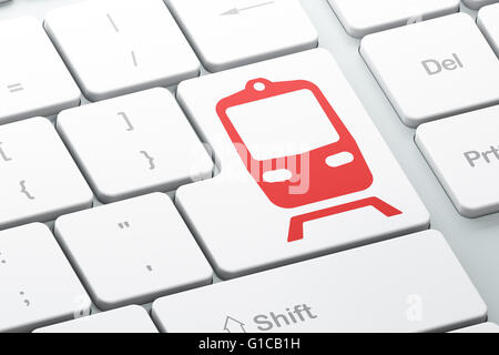 Urlaub-Konzept: Zug auf Computer Tastatur Hintergrund Stockfoto