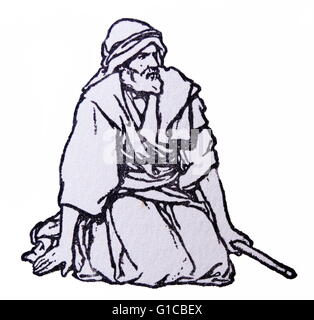 Gravur mit Moses ein Prophet in den abrahamitischen Religionen. Entsprechend hebräische Bibel wurde er einen ehemaligen ägyptischen Prinzen, der später im Leben wurde ein religiöser Führer und Gesetzgeber, denen die Autorschaft von Torah traditionell zugeschrieben wird Stockfoto