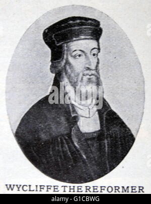 Gravur von John Wycliffe (1320-1384) englische scholastische Philosoph, Theologe, Laienprediger, Übersetzer, Reformer und Hochschullehrer in Oxford. Vom 14. Jahrhundert Stockfoto