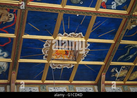 Innere des Globe Theatre London, William Shakespeare zugeordnet. Erbaut im 16. Jahrhundert von Shakespeares spielen Unternehmen, der Lord Chamberlain es Men. London. Datierte 2015 Stockfoto