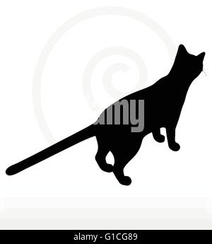 Vektor-Bild - Katze Silhouette im ständigen Stellen isolierten auf weißen Hintergrund Stock Vektor