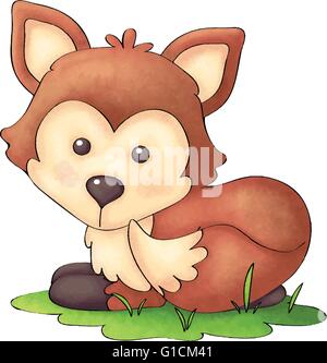 Fuchs, Füchse, Foxy, Tiere, Kreaturen, Viecher, holzig, Wald, Wald, Wälder, Baby, Babys, Kinder, Kind, Welpen, Welpen, Hunde Stock Vektor