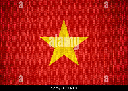 Flagge von Vietnam oder Vietnamesisch Banner auf Leinwand Hintergrund Stockfoto