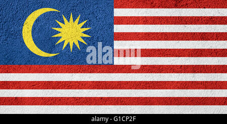 Flagge von Malaysia oder malaysischen Banner auf grobe Muster Hintergrund Stockfoto