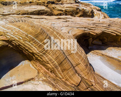 Australien, New South Wales, Central Coast, Bouddi Nationalpark, schöne Muster in Hawkesbury-Sandstein Stockfoto