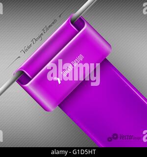 Lila hängend Geschäft Bänder auf dem grauen Hintergrund. Vektor-Design-Elemente. Stock Vektor