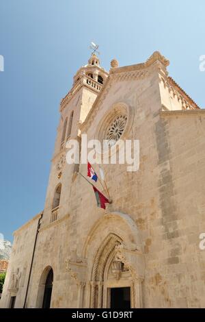 Die Kathedrale von St. Marco in der Mitte von Korcula-Stadt in Kroatien Stockfoto