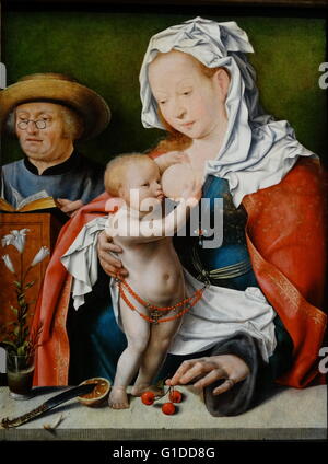 Gemälde mit dem Titel "Die Heilige Familie" von Joos van Cleve (1485-1541) ein deutscher Maler. Datiert aus dem 16. Jahrhundert Stockfoto