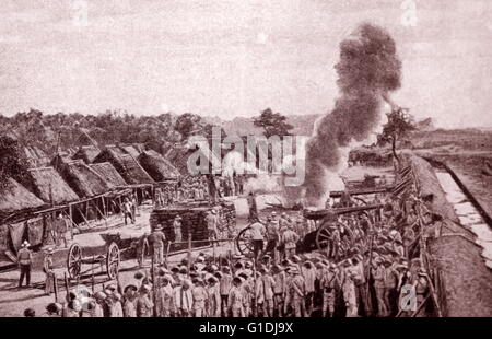 Die Verteidigung der Malolos, bevor es völlig zerstört wurde, wenn die Amerikaner die Hauptstadt erobert. Während des Philippinisch-Amerikanischen Krieges 1899. Malolos war der Ort von der verfassunggebenden Versammlung von 1898, die zur Gründung der ersten philippinischen Republik, die erste Republik in Asien, unter der Leitung von Emilio Aguinaldo geführt. Malolos diente als Hauptstadt der kurzlebigen Republik von 1898 bis 1899. Stockfoto