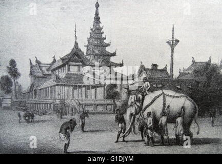 Heiligen weißen Elefanten in Amarapura, eine ehemalige Hauptstadt von Myanmar (Burma) 1850 Stockfoto