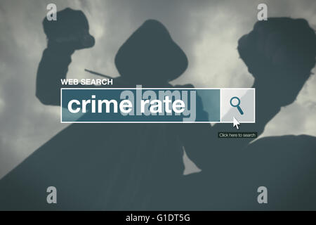 Crime Rate Web Bar Glossar Suchbegriff im internet Stockfoto