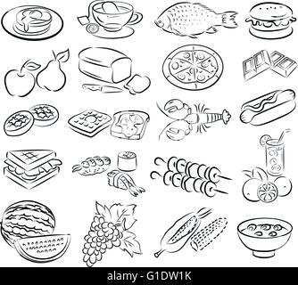 Vektor-Illustration Essen Sammlung im Linienmodus Kunst Stock Vektor