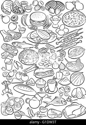 Vektor-Illustration Essen Sammlung im Linienmodus Kunst Stock Vektor