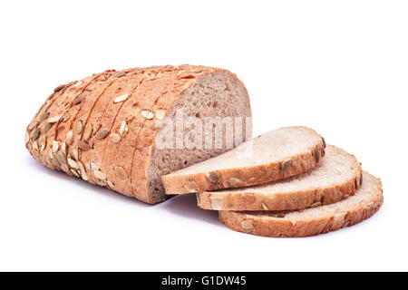 Schnittbrot isoliert auf weiss Stockfoto