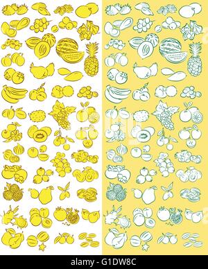 Vektor-Illustration von Früchte-Icon-set Stock Vektor