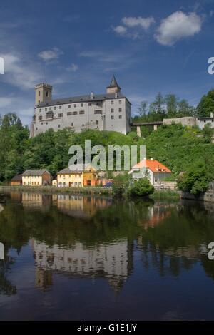 Rozmberk nad Vltavou, Hrad Rozmbek, Burg Rozmberk, Tschechien Stockfoto