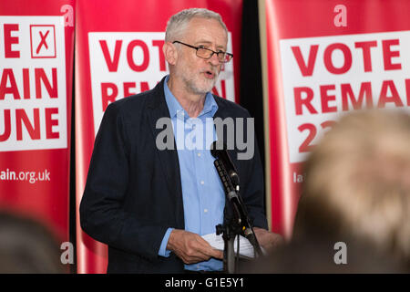 Liverpool, Merseyside. 13. Mai 2016. Führer der Labour Party Jeremy Corbyn spricht auf einer Kundgebung Student Wähler Registrierung, in der Casa Bar in Liverpool, am 13. Mai 2016. Bildnachweis: Harry Whitehead/Alamy Live-Nachrichten Stockfoto