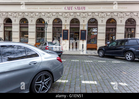 Restaurant und Café Savoy, außerhalb, Kleinseite, Prag, Tschechische Republik Stockfoto